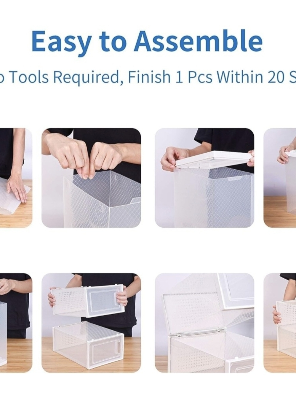 24 Modular White Frame Clear Shoe Storage Boxes - Picture 4 of 6